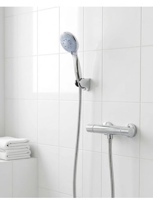 Zenvia 4 Kademeli Mavi Duş Seti El Duşu Başlığı Spiral Hortum ve Duvar Askısı