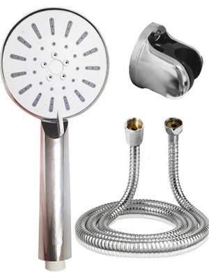 Zenvia 4 Kademeli Krem Duş Seti El Duşu Başlığı Spiral Hortum ve Duvar Askısı Znv-Tcndym