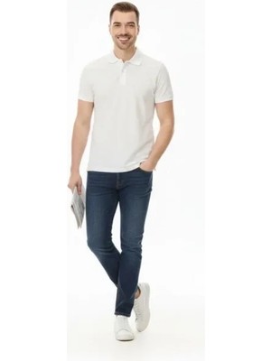 Civetta Erkek Pike Kumaş Düğmeli Yaka Regular Fit Günlük Kısa Kol Tişört T-Shirt - Beyaz