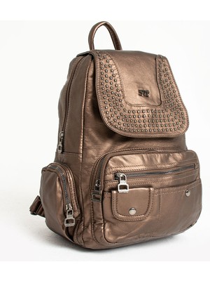 571 Collections Çanta Yıkanmış Deri Sırt Çantası Gri (Model: 571-9-11D)