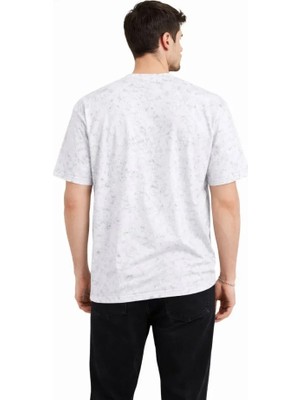 Civetta Erkek Asit Yıkama Bisiklet Yaka Kısa Kollu Oversize T-Shirt Tişört - Beyaz