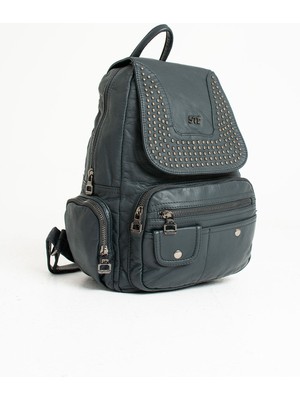 571 Collections Çanta Yıkanmış Deri Sırt Çantası Gri (Model: 571-9-11D)