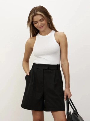 Lirona Kadın Pamuk Kaşkorse Fitilli Halter Yaka Crop Atlet - Dış Giyim