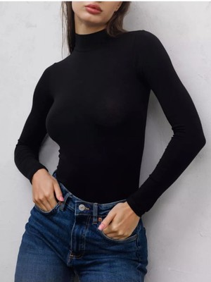 Bordo Underwear Özkan Marka Fit Kalıp Yumuşak Likralı Pamuklu Balıkçı Dik Yaka Uzun Kollu Kancalı Çıtçıtlı Örme Body