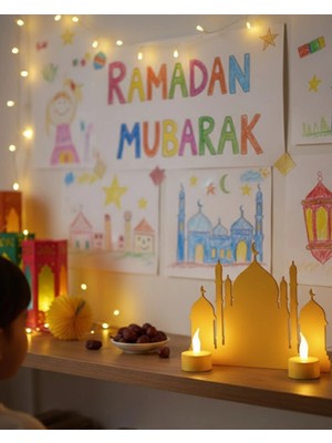 Eco Lounge 3D Cami Masa Üstü Dekor 2 Pilli LED Mumlu Hediye Set