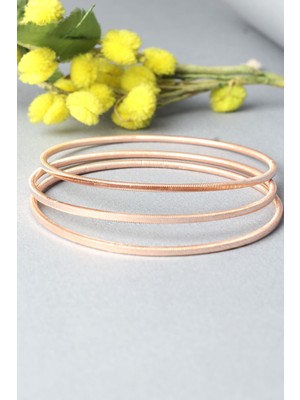 By Barun Ajda Bilezik Kibrit Çöpü Halka Renkli 925 Ayar Gümüş 3 'lü Bilezik