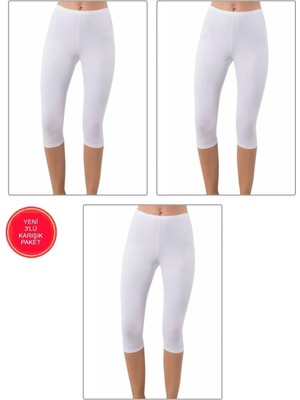 Lirona Kadın Pamuklu Likralı Diz Üstü Kısa Tayt Şort - Etek Içi Astar