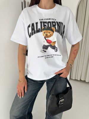 Noa Noa Kadın Kısa Kollu California Baskılı T-Shirt