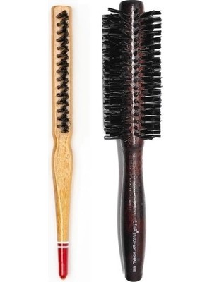 Derin Stok Liva 408& 690 Profesyonel Yanmaz Set Topuz Saç Fırçası-2'li