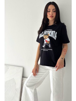 Noa Noa Kadın Kısa Kollu California Baskılı T-Shirt