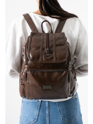 571 Collections Çanta Suni Deri Yıkama Sırt Çantası (Poliüretan) Lacivert MODEL:(571-14-16J)