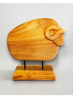 Wood Carving Hub Koç Figürlü Obje El Oyması Selvi Ağacı Modern Ahşap Dekoratif Heykel