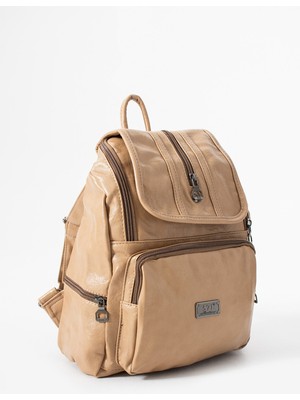 571 Collections Çanta Suni Deri Yıkama Sırt Çantası (Poliüretan) Lacivert MODEL:(571-14-16J)