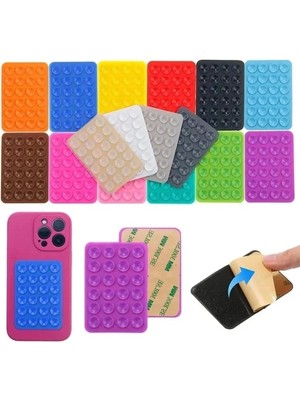 Esranın Dünyası Ultra Güçlü Vantuzlu Renkli Kare Silikon Telefon Tutucu Ped