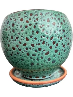 Esranın Dünyası Turkuaz Şekilli 15 cm Tabaklı Toprak Saksı