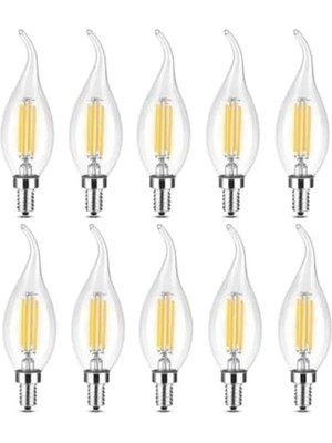 Esranın Dünyası 10 Adet Kıvrık Buji Ampul, 4W Şeffaf Filament