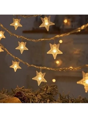Esranın Dünyası 20 LED Yıldız Işık Zinciri - Pilli, Sıcak Beyaz Aydınlatma