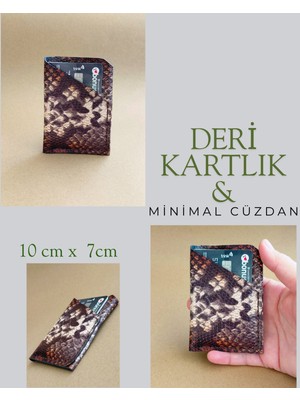 Hakiki Deri Minimal Avuçiçi Yılan Desen Tasarım Erkek Cüzdan Kartlık Drc-21