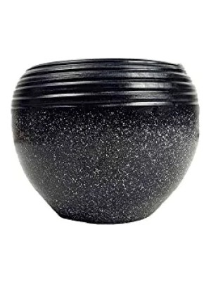 Esranın Dünyası Şık Siyah Granit Küp Saksı - Büyük Boy Salon Çiçekliği