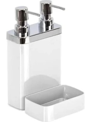 Esranın Dünyası Şık Beyaz 2'li Süngerli Sıvı Sabunluk Seti