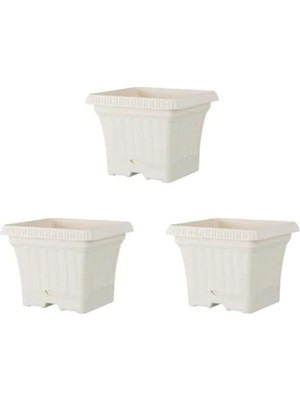 Esranın Dünyası 3 Adet Pastel Beyaz Saksı - Tabaklı, 2.2 Litre