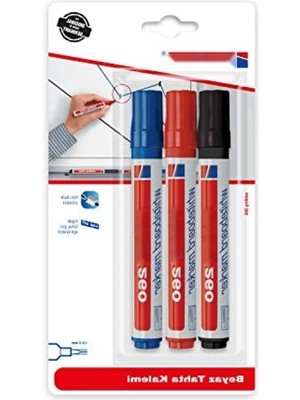 Esranın Dünyası 3'lü Set Beyaz Yazı Tahtası Kalemi - Siyah/kırmızı/mavi