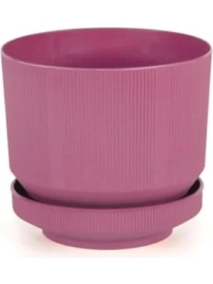 Esranın Dünyası Plastik Tabaklı Saksı - 6 Litre (Fuşyası)