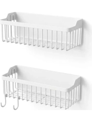 Esranın Dünyası Delmeden Uygulanan Yapışkanlı Plastik Banyo Rafı - Su Tahliyeli Tasarım