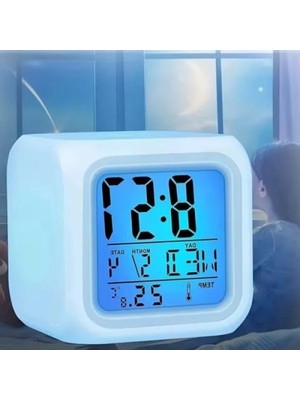Esranın Dünyası Renk Değiştiren Dijital Masa Saati - Termometre ve Alarm Özellikli