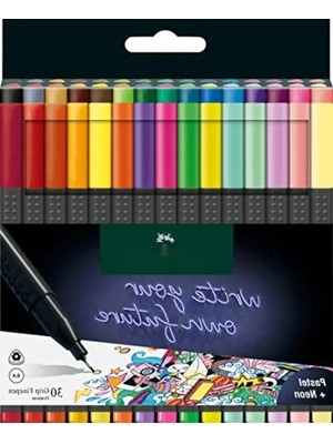 Esranın Dünyası Ince Keçe Uçlu Kalem Seti - 30 Renk - Ergonomik Tasarım