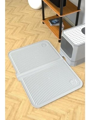 Esranın Dünyası Yıkanabilir Silikon Kedi Tuvaleti Matı - 40X60 Cm, Gri