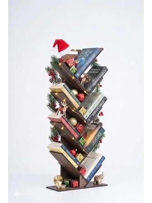 Esranın Dünyası Geometrik Tasarımlı 8 Raflı Ağaç Kitaplık (Büyük)