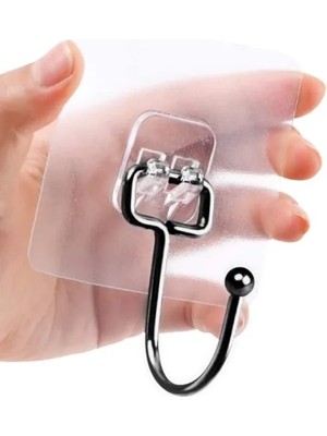 Esranın Dünyası Siyah Güçlü Yapışkan Kancalar - 2 Adet, Mutfak ve Banyo Için Pratik Askı