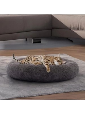 Esranın Dünyası Yumuşak Peluş Kedi ve Köpek Yatağı, Beyaz ve Antrasit Renk Seçenekleri