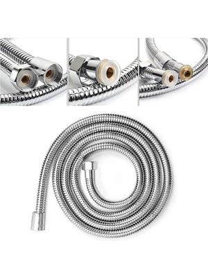 Esranın Dünyası Spiralli Örgülü Duş Hortumu - 1,5 Metre, Krom