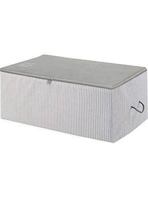 Esranın Dünyası Orta Boy Gri Çizgili Saklama Hurcu - 52 x 28 x 21 cm