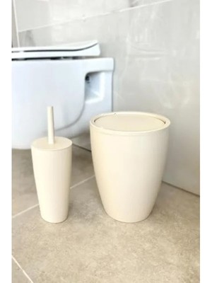 Esranın Dünyası Sade Tasarımlı 2'li Banyo Aksesuarı Seti - Bej