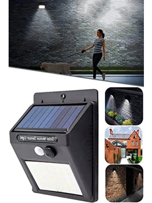 Esranın Dünyası Hareket Sensörlü Güneş Enerjili Duvar Lambası, 20 Led, Su Geçirmez