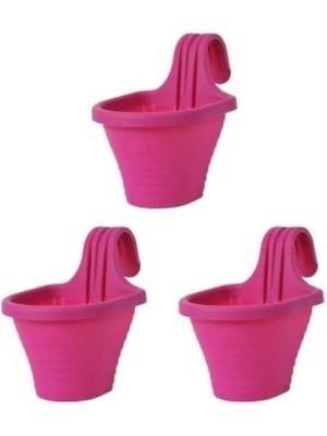 Esranın Dünyası Tom1 Askılı Balkon Saksı Seti, 20 Cm, 3 Litre, 3 Adet Fuşya