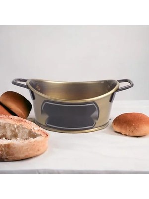 Esranın Dünyası Lüks Galvaniz Ekmek Sepeti, Gold Kaplama Detaylarla