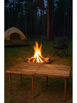 Esranın Dünyası Katlanır Ahşap Piknik ve Bahçe Masası 70X120 cm - Ceviz Renk