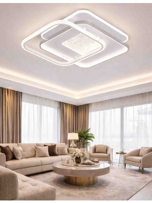 Quadra Glow Modern LED Avize Geometrik Tasarım Salon ve Oturma Odası Tavan Aydınlatma