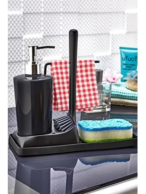 Esranın Dünyası Silikon Fırçalı Mutfak ve Banyo Sıvı Sabunluk Seti