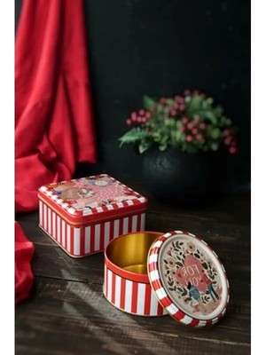 Esranın Dünyası Yılbaşı Temalı 2'li Dekoratif Metal Kutu Seti – Şık Tasarım