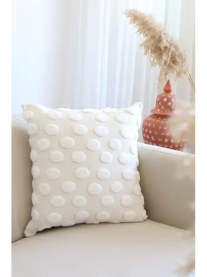 Esranın Dünyası Modern Jakarlı Kırlent Kılıfı 43X43 cm Ekru