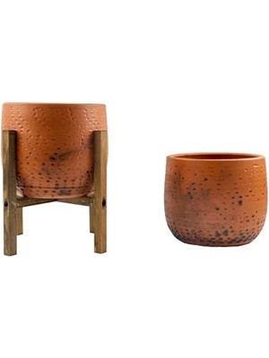 Esranın Dünyası Ikili Set Siyah Nokta Desenli 19 cm Toprak Saksı