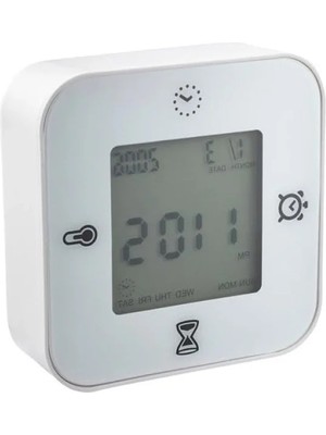 Esranın Dünyası 4 Fonksiyonlu Beyaz Masa Saati, Alarm ve Zamanlayıcı