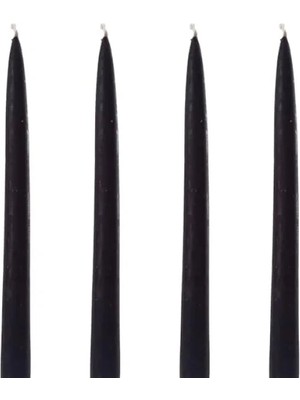 Esranın Dünyası Balmumu Şamdan Mumu, 4 Adet, 25 Cm, Siyah