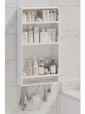 Esranın Dünyası 3 Katlı Çok Amaçlı Yapışkanlı Duvar Rafı Organizer - Beyaz