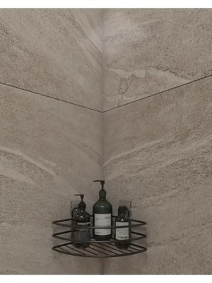 Esranın Dünyası Paslanmaz Yapışkanlı Banyo Rafı Düzenleyici - Mat Siyah